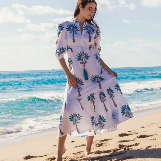 Mermaid Long Dress | Blue Palm